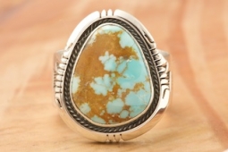 Genuine Number 8 Mine Turquoise Navajo Mens Ring